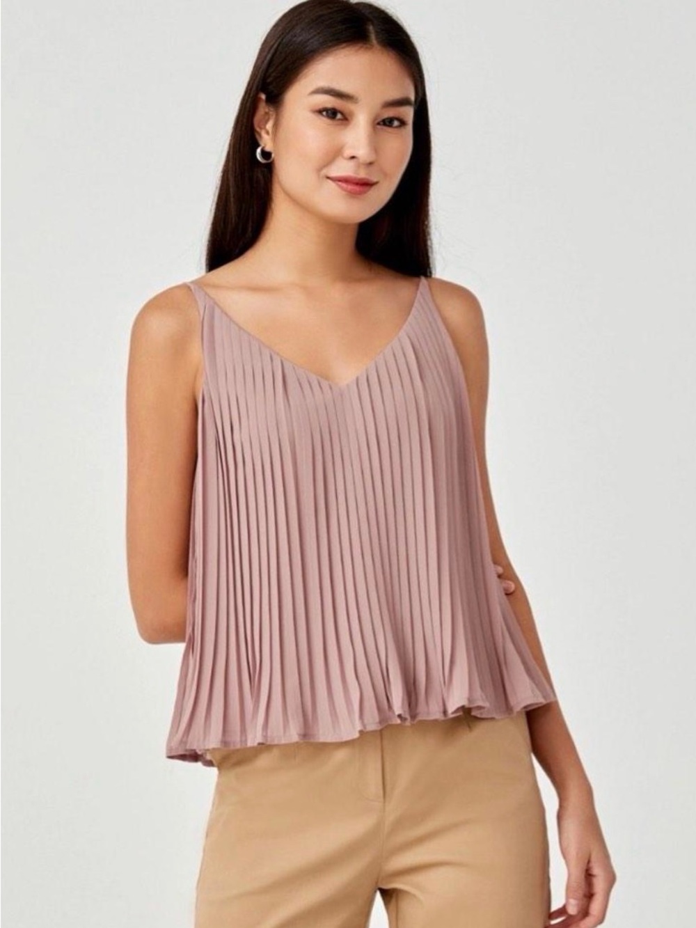 Pleated V-Back Camj Tank Top Love Bonito